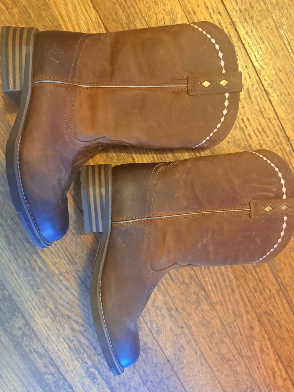 Ariat Chestnut Brown Mid-Calf Leather Pull-On Boots with steel toe